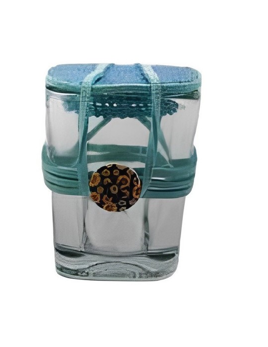 BARATTOLINO VETRO DECORATO CELESTE 5XH6