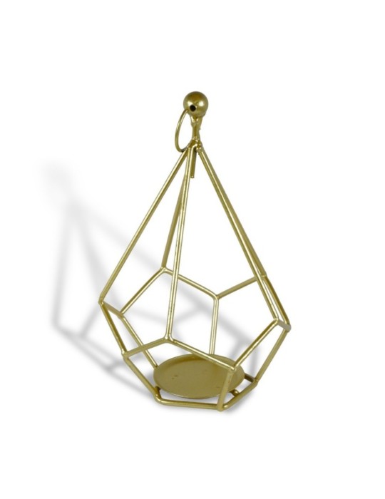 PORTA CANDELA METALLO GOLD H21