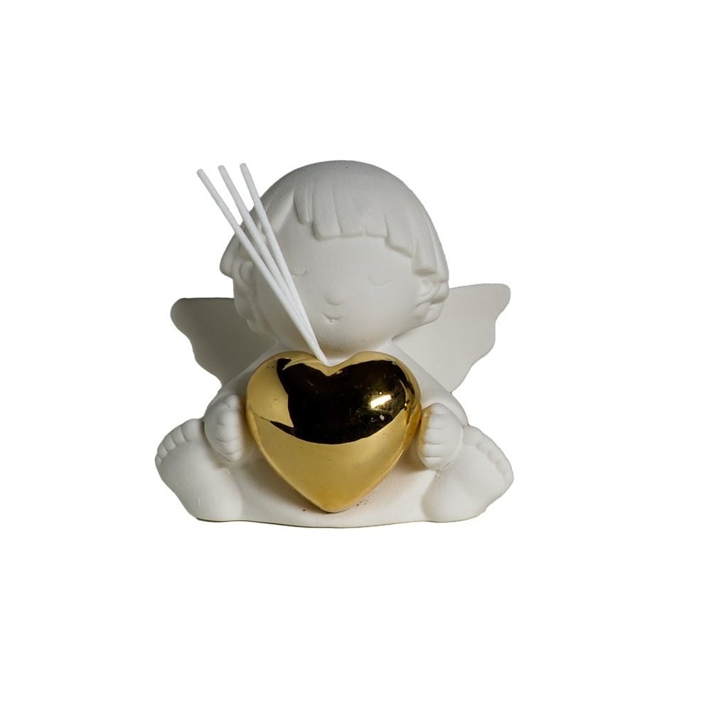 ANGELO PROFUMATORE CON CUORE ORO H 13 CM