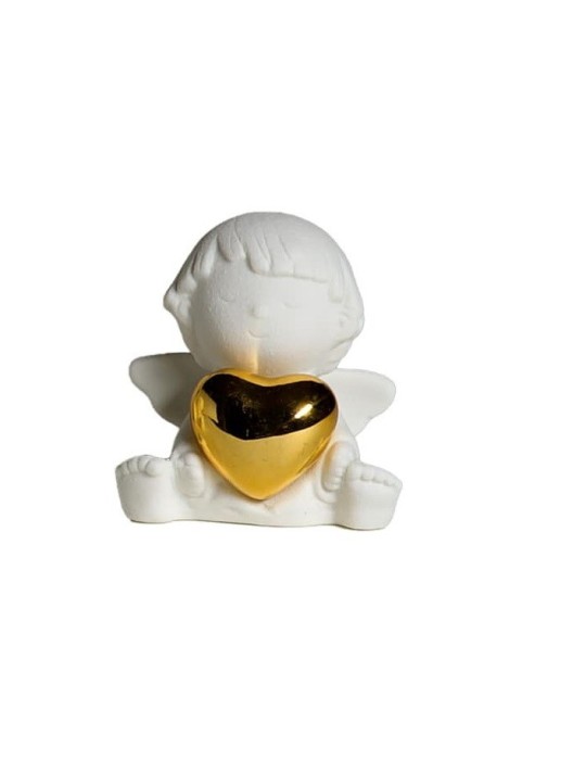 ANGELO BIANCO CON CUORE ORO SEDUTO H7.1