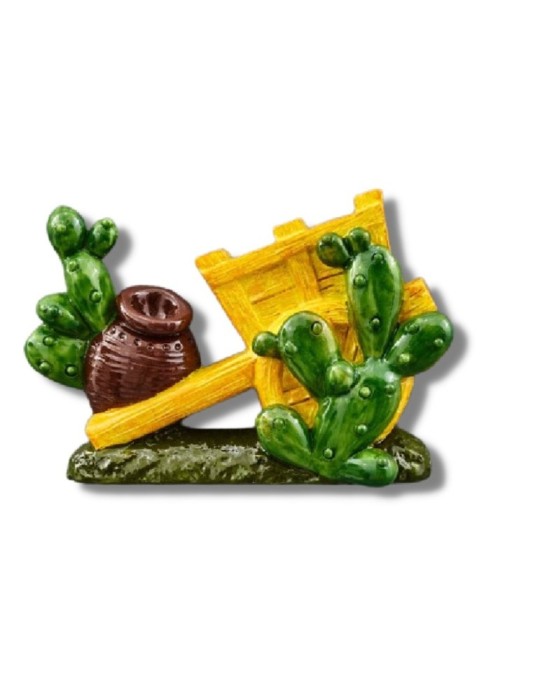 MAGNETE CACTUS CON CARRETTO 7.5CM