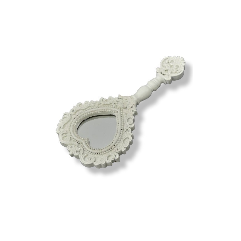 SPECCHIO CUORE BIANCO CON GLITTER