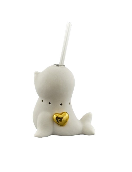 WHITE SATIN PROFUMATORE FOCA LED CUORE ORO 9.3CM