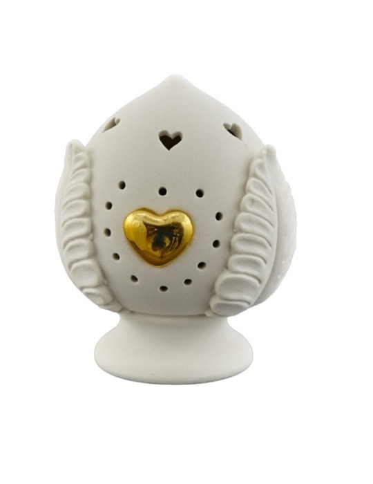 WHITE SATIN PROFUMATORE LED PUMO CUORE ORO 10CM