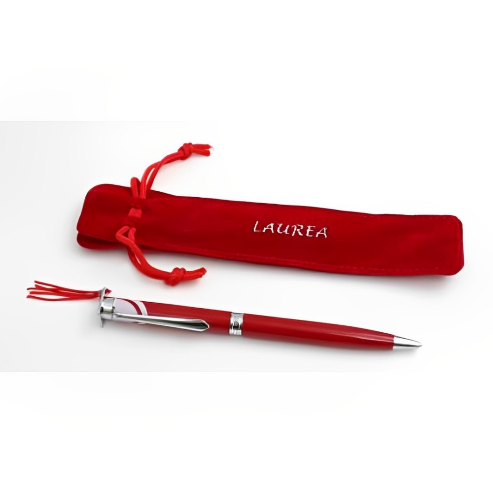 PENNA LAUREA CON ASTUCCIO  ALCANTARA ROSSO