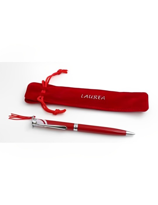 PENNA LAUREA CON ASTUCCIO  ALCANTARA ROSSO