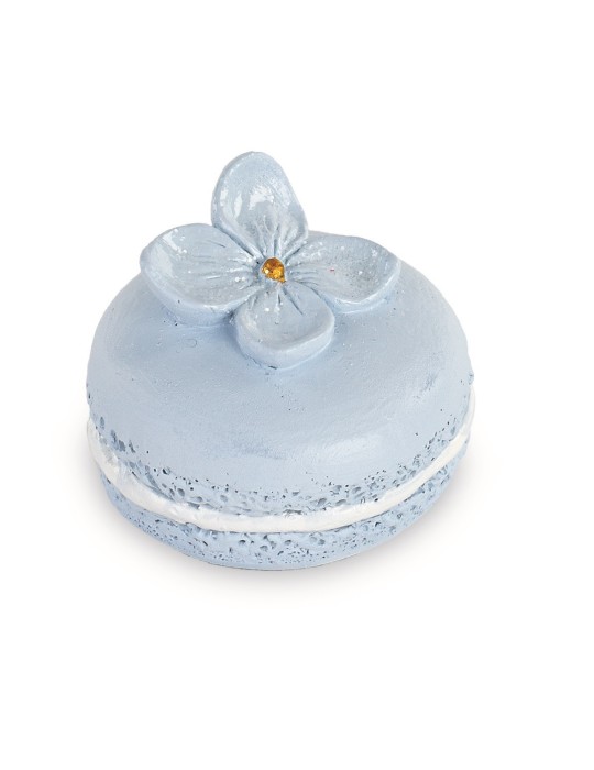 MAGNETE MACARON AZZURRA FIORI GLITTER