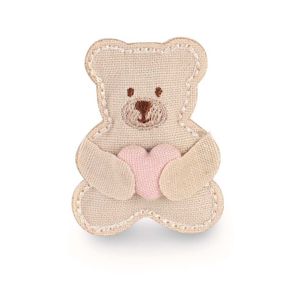 ORSETTO CUORE ROSA CON ADESIVO