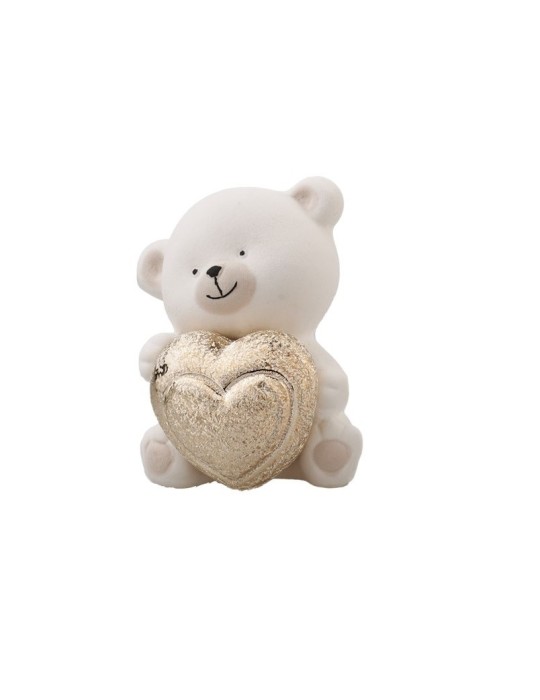 ORSO SEDUTO CON CUORE ORO H8 CM