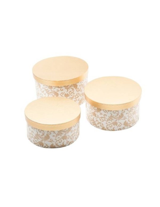 SET 3 SCATOLE TONDE GOLD WHITE