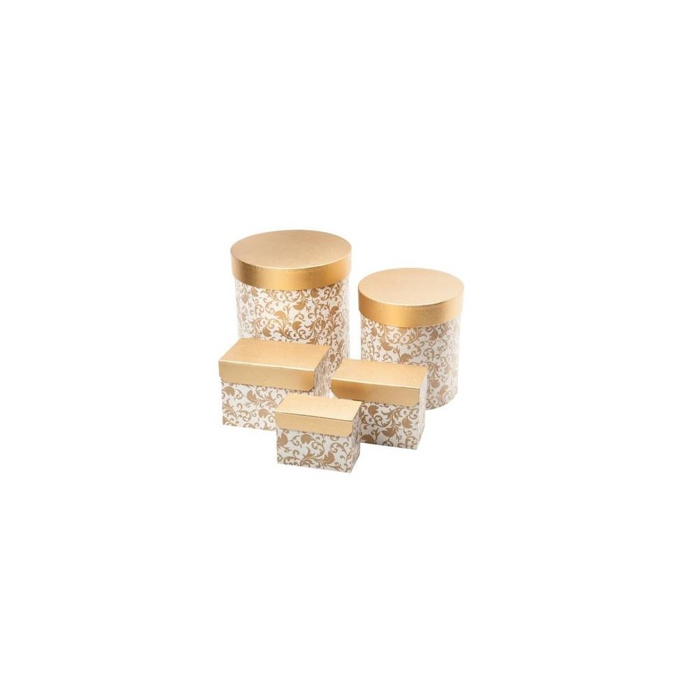 SET 2 SCATOLE TONDE GOLD WHITE