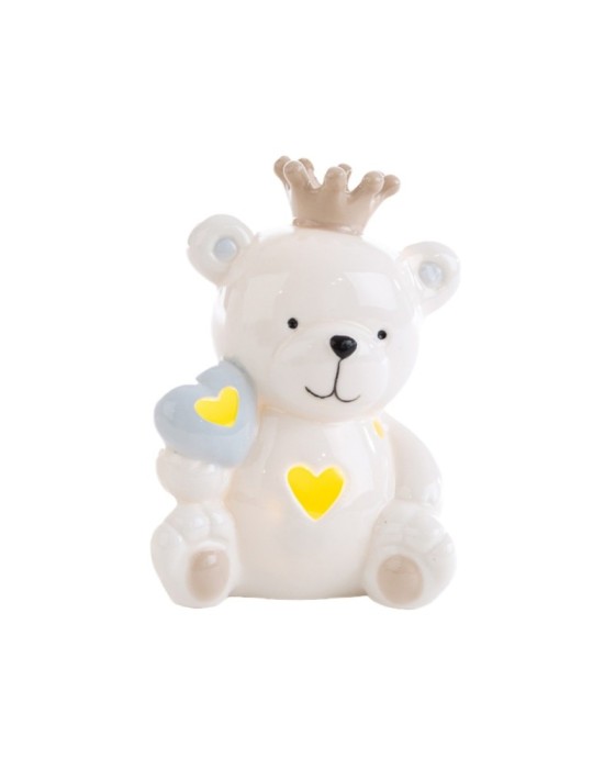 ORSETTO PORCELLANA LED CELESTE 9X8XH11CM