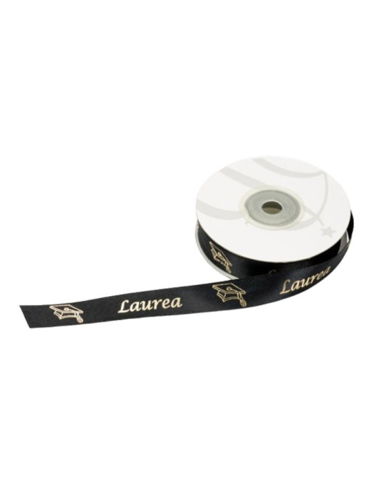 NASTRO RASO LAUREA NERO 15MMX25MT