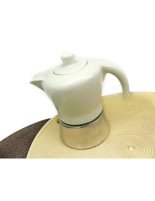 CAFFETTIERA 3 TAZZE PORCELLANA BIANCA