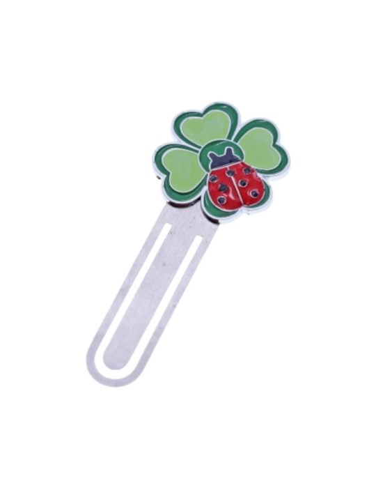 SEGNAPOSTO QUADRIFOGLIO E COCCINELLA