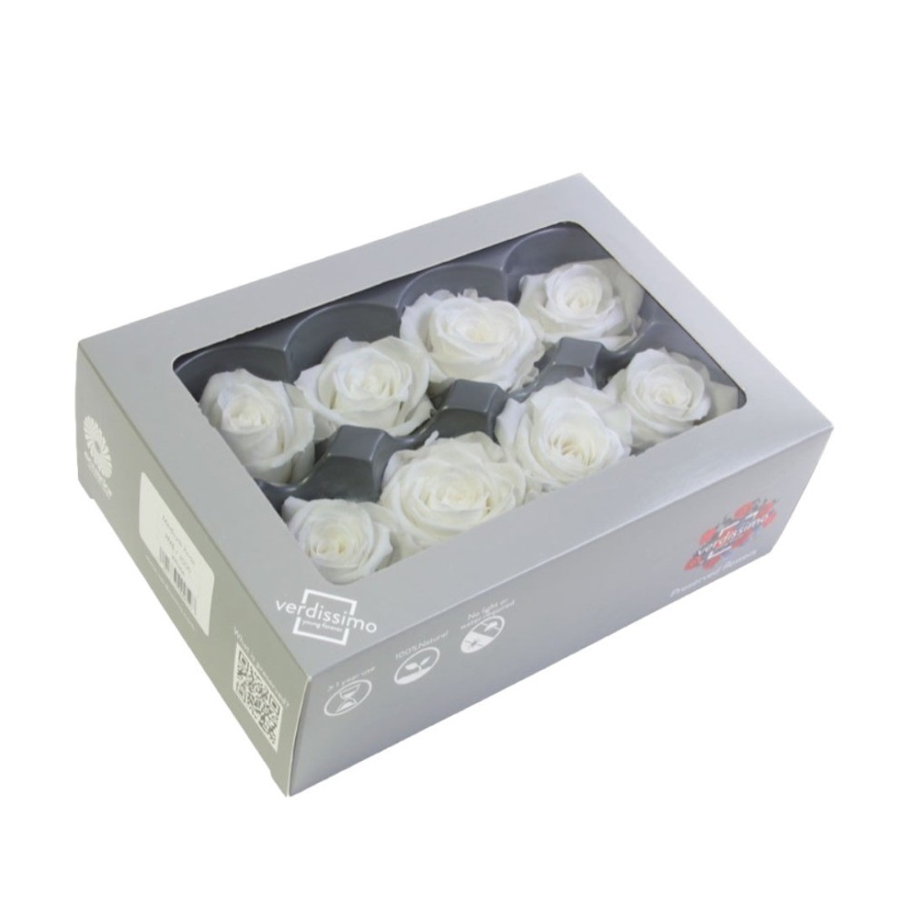 SCATOLA 8 ROSE MEDIE BIANCA