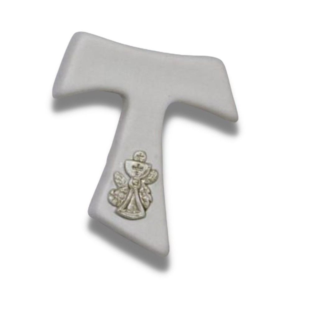 CALAMITA CROCE TAU E CALICE AVORIO 4CM