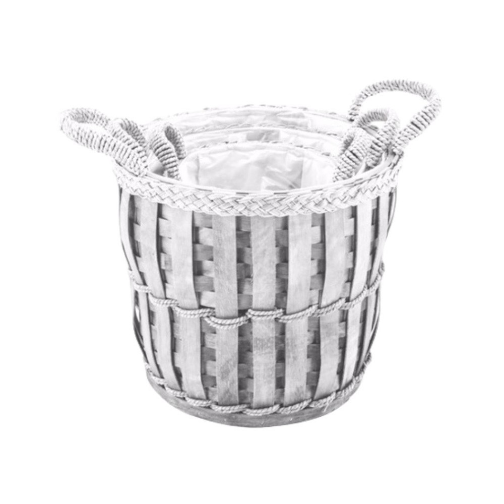 SET 3 CESTE ROTONDE SBIANCATE