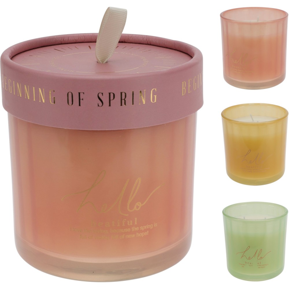 BARATTOLO VETRO CON CANDELA 10CM 3 COLORI