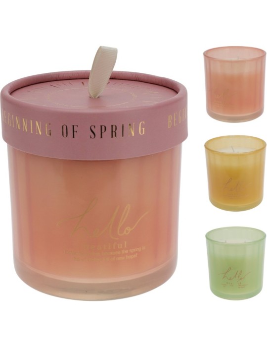 BARATTOLO VETRO CON CANDELA 10CM 3 COLORI