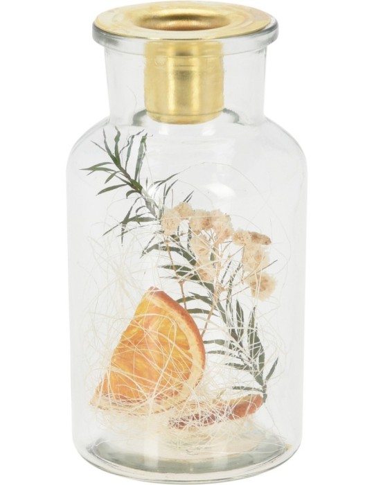 BOTTIGLIA PORTACANDELA CON FIORE 13CM 2ASSORTITI