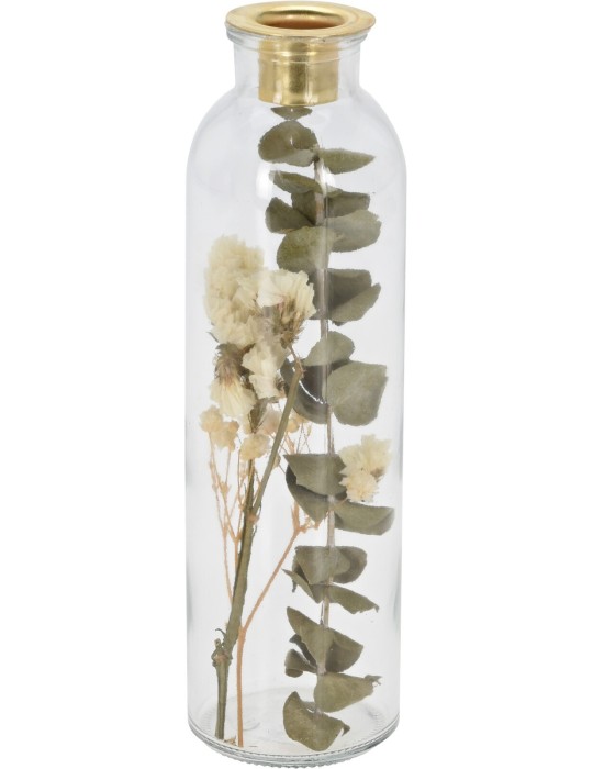 BOTTIGLIA PORTACANDELA CON FIORE 21CM