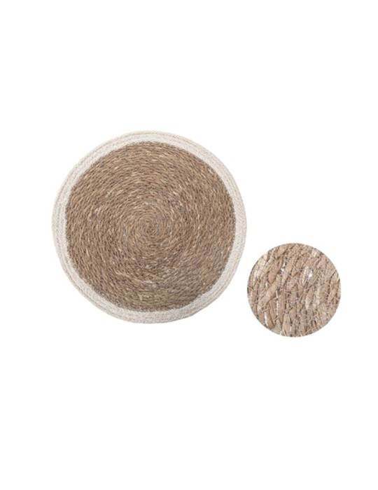 TOVAGLIETTA CON BORDO JUTA BIANCO 35CM