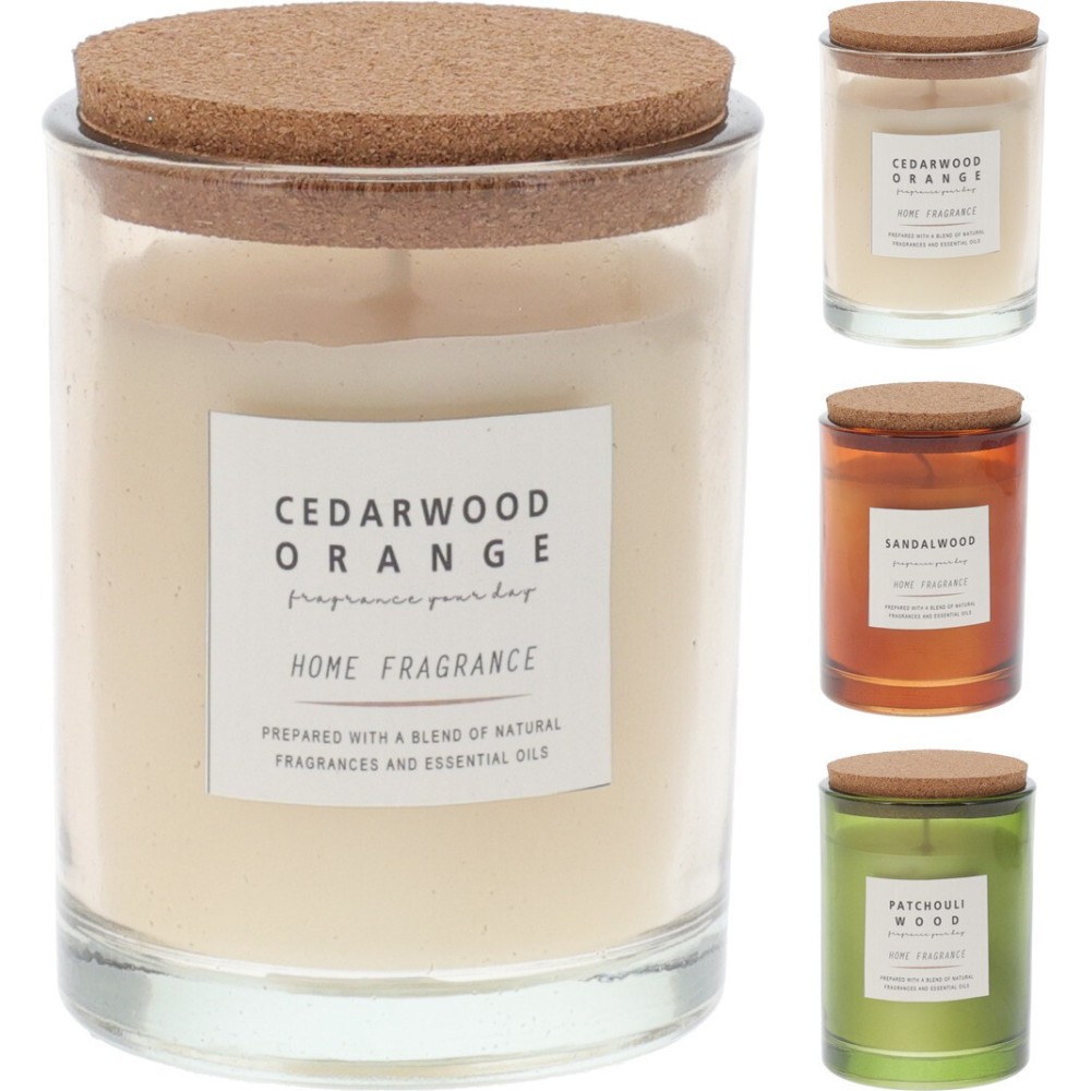 VASO VETRO CON  CANDELA  3ASSORTITI