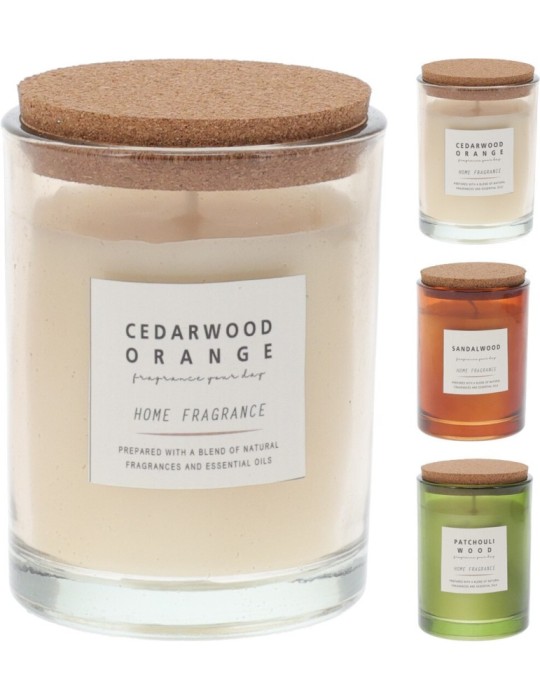 VASO VETRO CON  CANDELA  3ASSORTITI