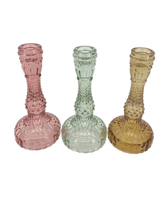 PORTACANDELA STICK D3 H17 VETRO 3ASSORTITI