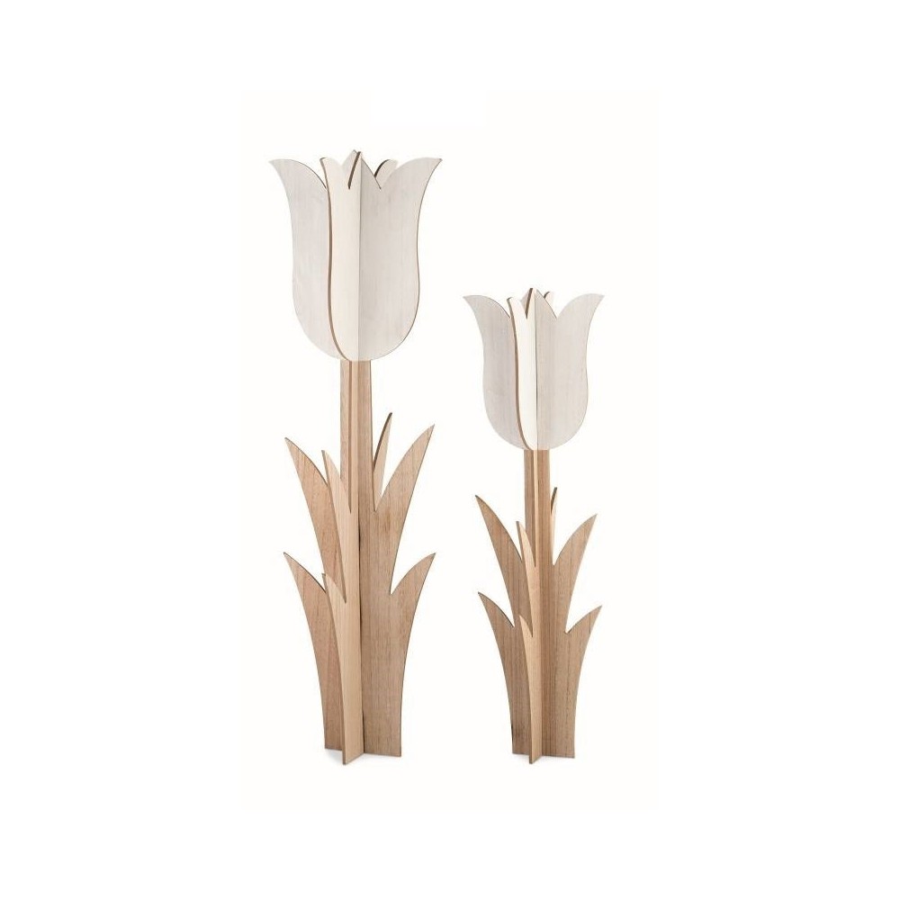 S/2 TULIPANI LEGNO BIANCO