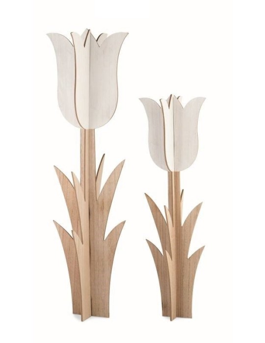 S/2 TULIPANI LEGNO BIANCO