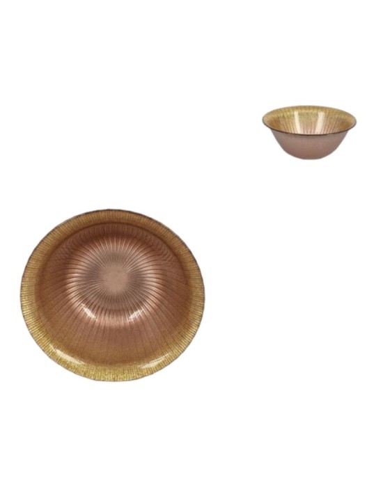 COPPETTA VETRO 16CM MARRONE GLITTER ORO