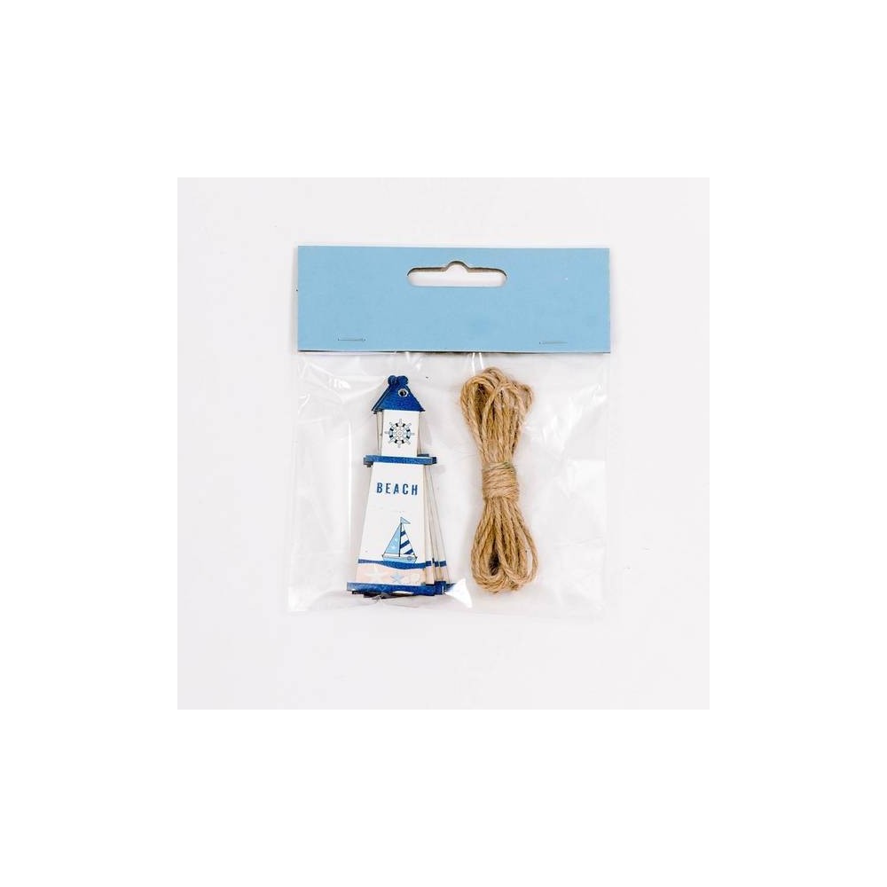 DECORAZIONE FARO IN LEGNO 11X13CM 6PZ