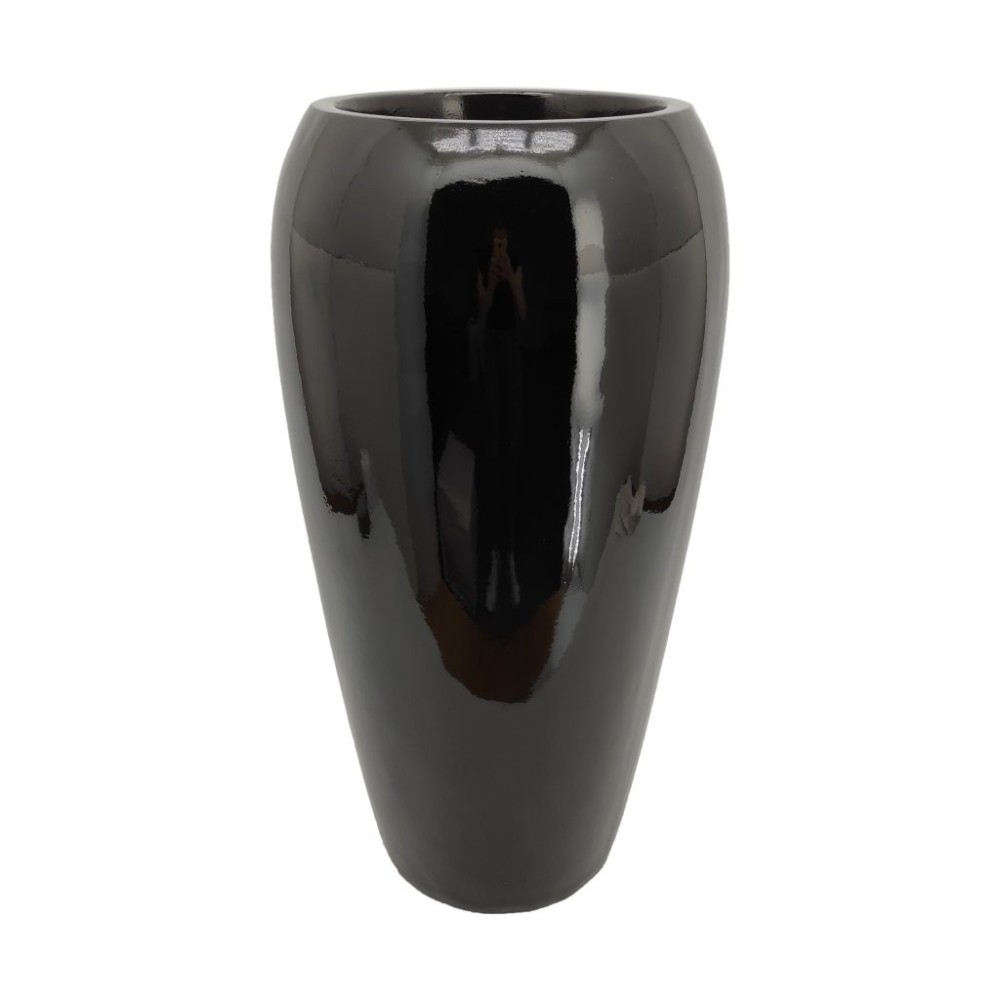 VASO ALTO BOCCA BOMBATA NERO LUCI