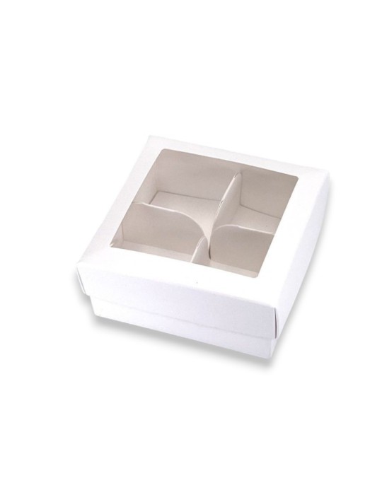 SCATOLA CON 4 SCOMPARTI BIANCA 10X10X4CM