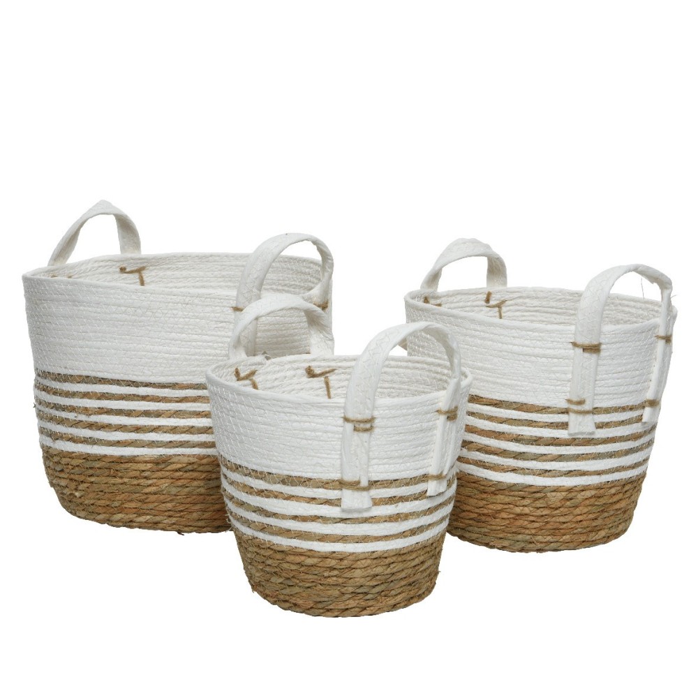 SET 3 CESTE WHITE H27 CM