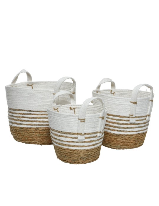 SET 3 CESTE WHITE H27 CM