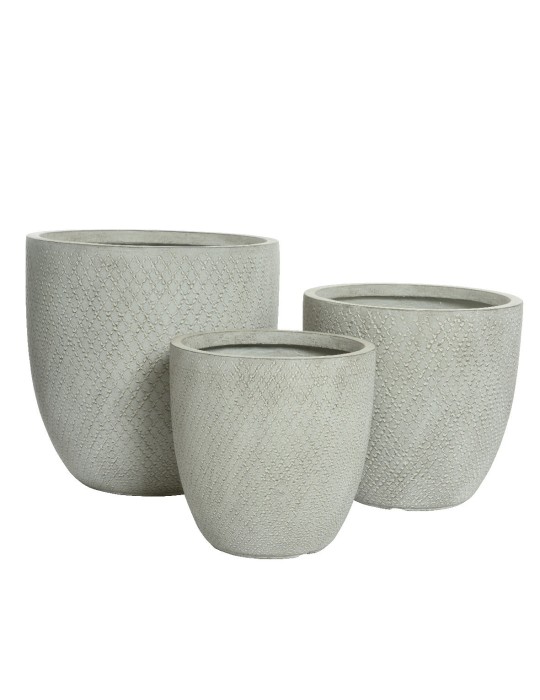 SET 3 VASI LIGHT GREY H43 CM