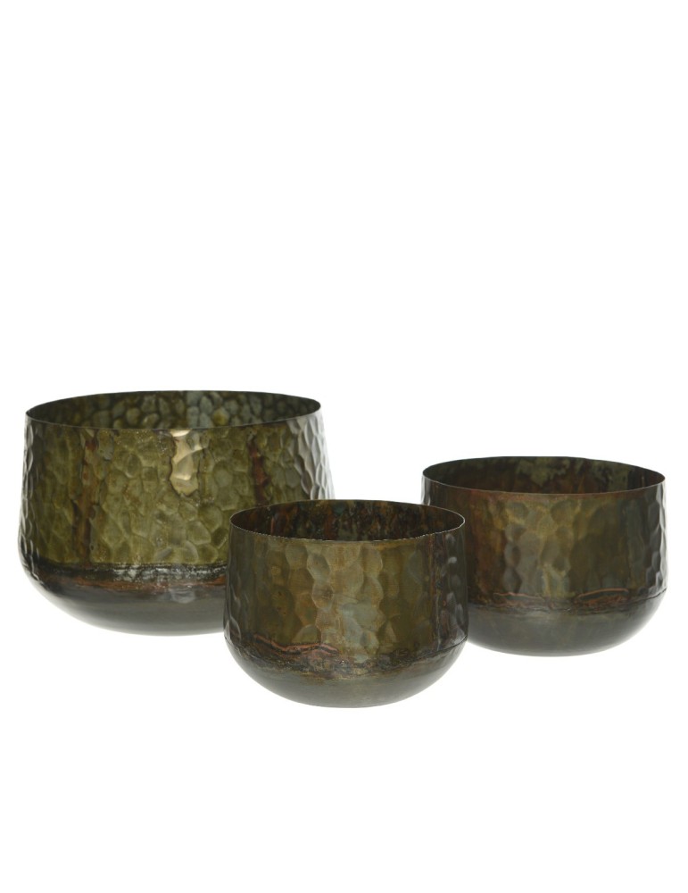 SET 3 VASI GREEN H19 CM