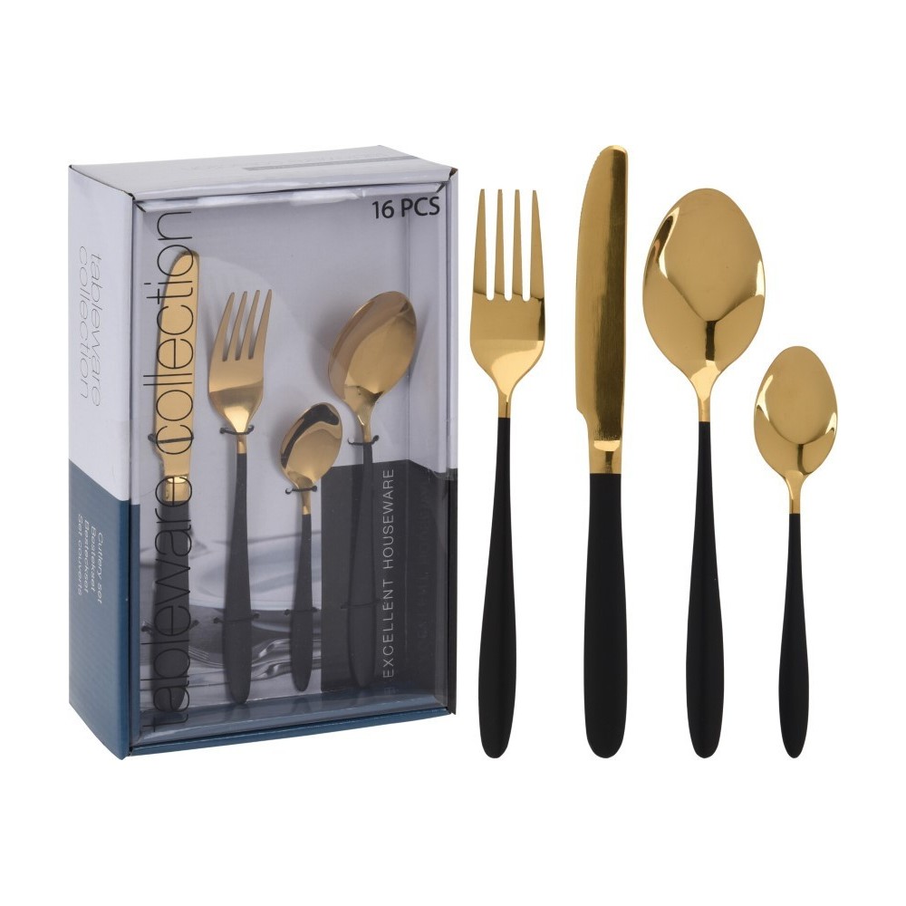 SERVIZIO 16 POSATE ORO/NERO