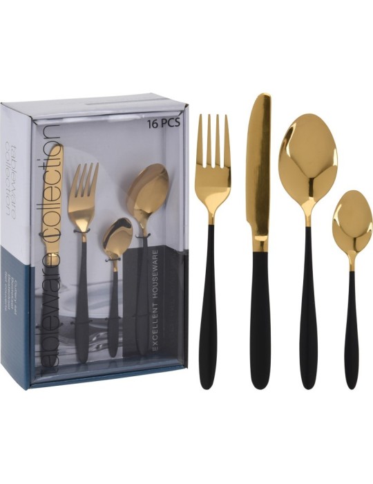 SERVIZIO 16 POSATE ORO/NERO