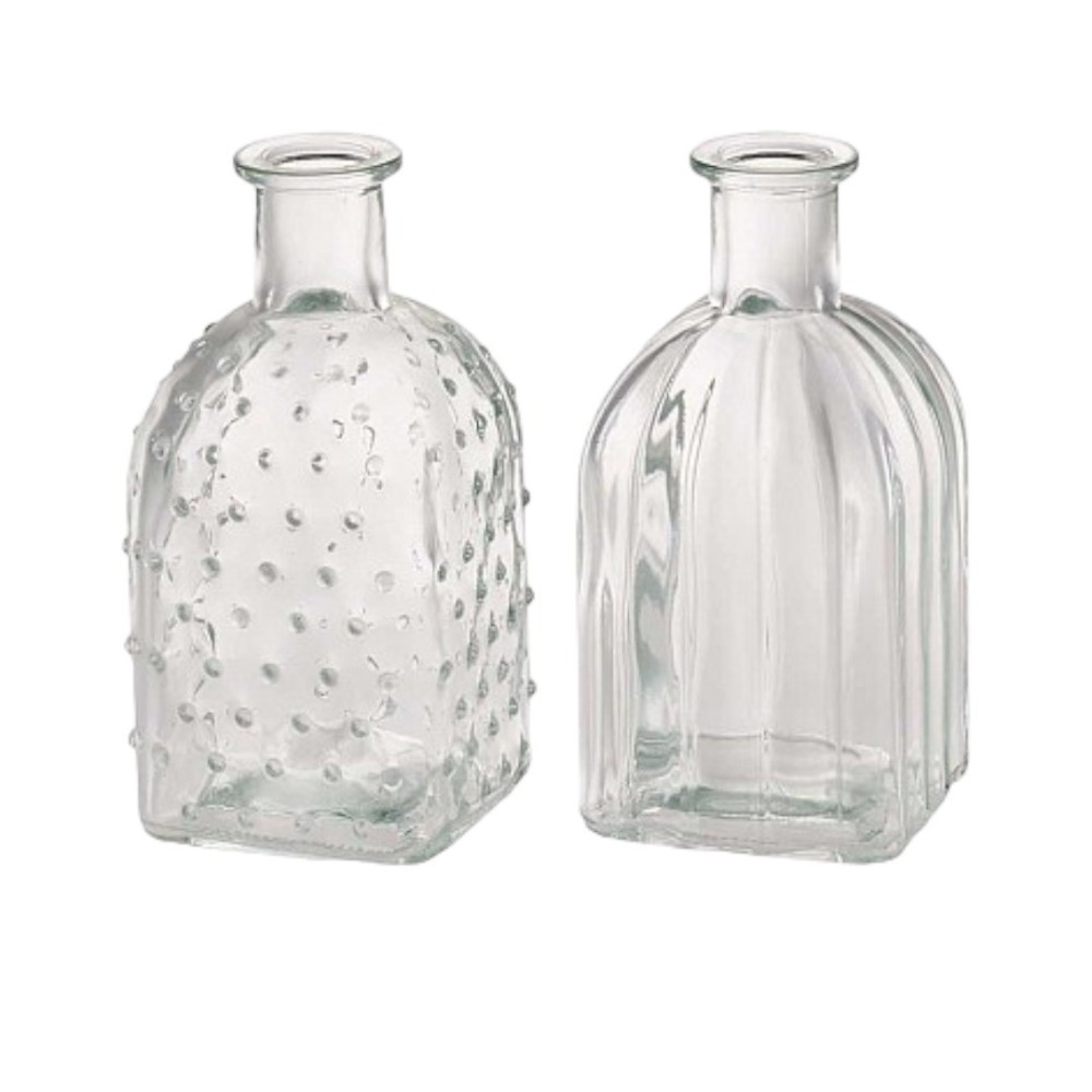 BOTTIGLIE VETRO 2ASSORTITE IN 2 DESIGN  D6.5 H14CM