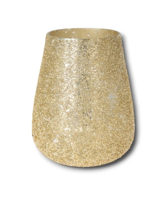 PORTACANDELA  VETRO 15X13 CM ORO