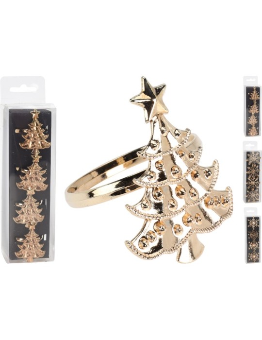 SET 4 PORTATOVAGLIOLI ALBERO NATALE 3 ASSORTITI