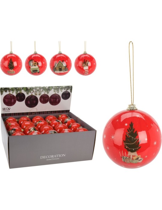 SFERA NATALE ROSSA 75MM 4 ASSORTITI
