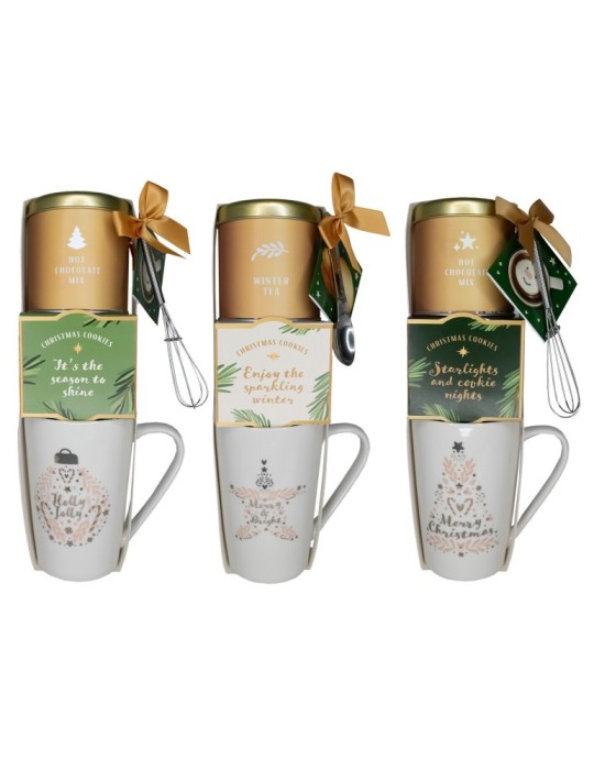 TAZZA DI NATALE CON BISCOTTI 3 ASSORTITE