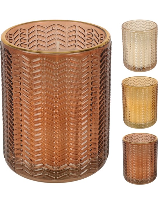 CANDELA IN VETRO 12 CM 3 ASSORTITI