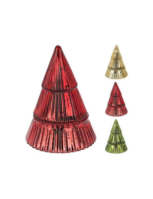 CANDELA VETRO ALBERO 17 CM 3 ASSORTITI