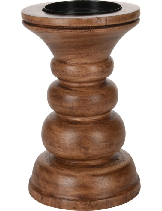 PORTACANDELA IN LEGNO MARRONE 13X20 CM